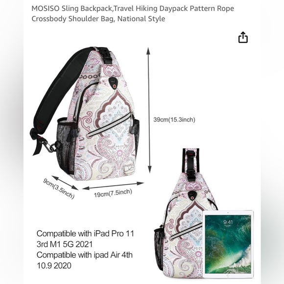 MOSISO Sling Backpack,Travel Hiking Daypack Pattern Rope
Crossbody Shoulder Bag - Picture 5 of 16